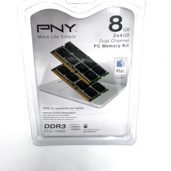 PNY 8GB RAM Memory Kit 2X‎ 4GB PC3-10666 DDR3 MN8192KD3-1333-AP Factory Sealed - Picture 4 of 4